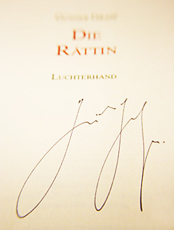 Signatur und Widmung von Peter Handke